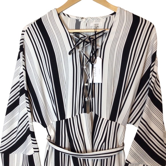 Lucca Romper - Black and White stripe Size  Small NWT - Picture 3 of 10